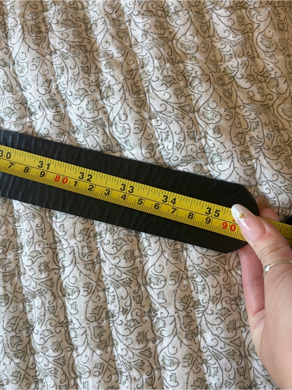 Wide Black Waist Belt with Double Gold Rings - Picture 4 of 4
